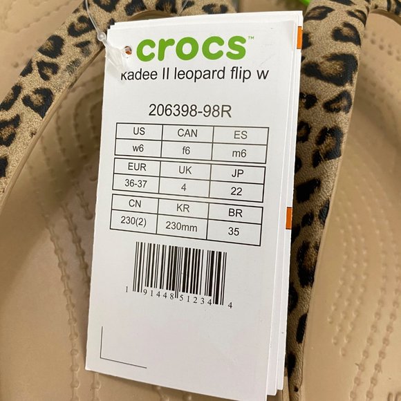 Crocs Kadee II Leopard Flip Flop Thong Sandals Women 6 - Picture 2 of 12